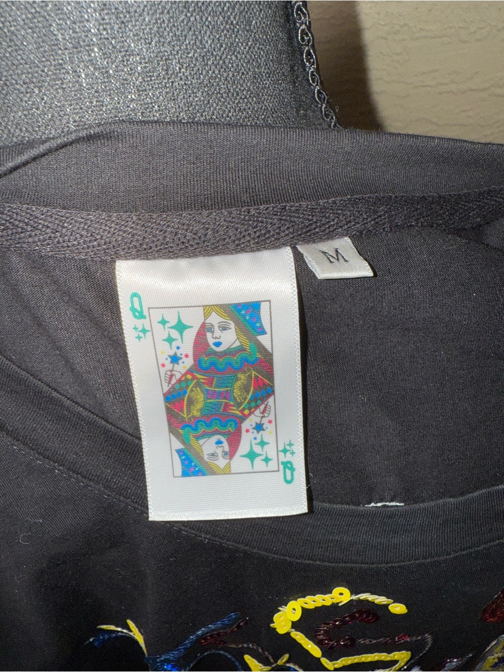 Queen‎ of Sparkles Black “Yes”Sequin T-Shirt Dress Dopamine Dressing Gameday M - Picture 8 of 11